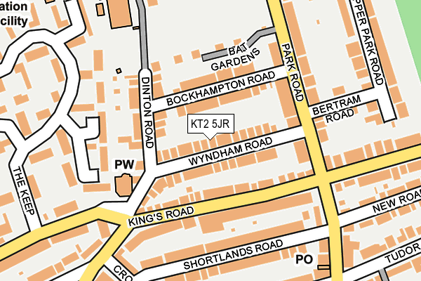 KT2 5JR map - OS OpenMap – Local (Ordnance Survey)