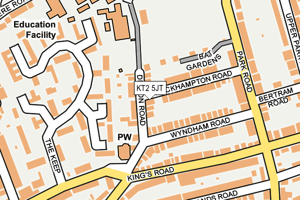 KT2 5JT map - OS OpenMap – Local (Ordnance Survey)