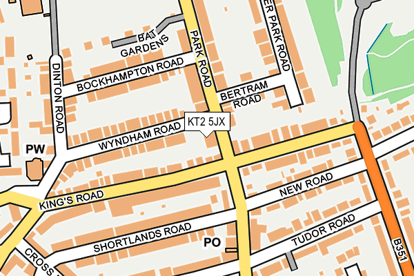KT2 5JX map - OS OpenMap – Local (Ordnance Survey)