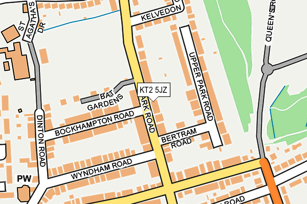 KT2 5JZ map - OS OpenMap – Local (Ordnance Survey)