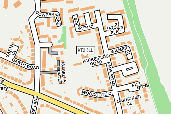 KT2 5LL map - OS OpenMap – Local (Ordnance Survey)
