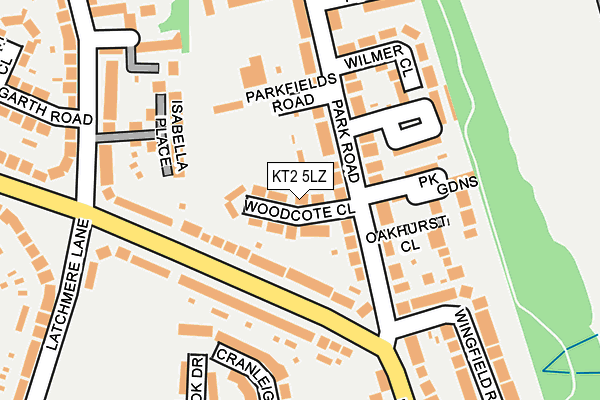 KT2 5LZ map - OS OpenMap – Local (Ordnance Survey)