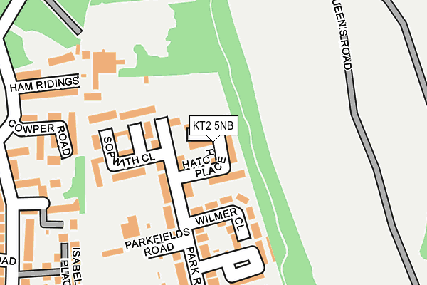KT2 5NB map - OS OpenMap – Local (Ordnance Survey)