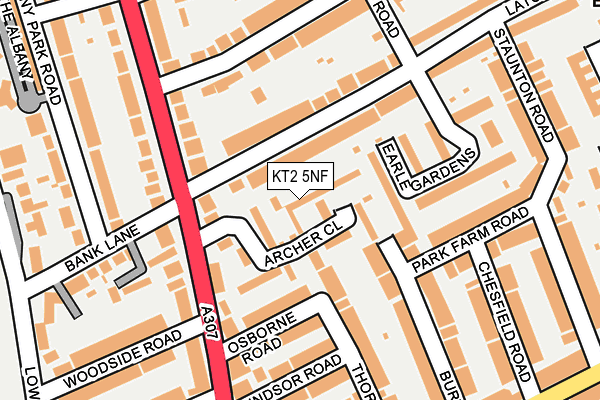 KT2 5NF map - OS OpenMap – Local (Ordnance Survey)