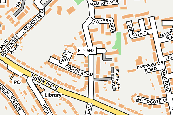 KT2 5NX map - OS OpenMap – Local (Ordnance Survey)
