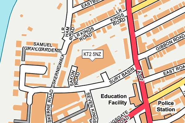 KT2 5NZ map - OS OpenMap – Local (Ordnance Survey)