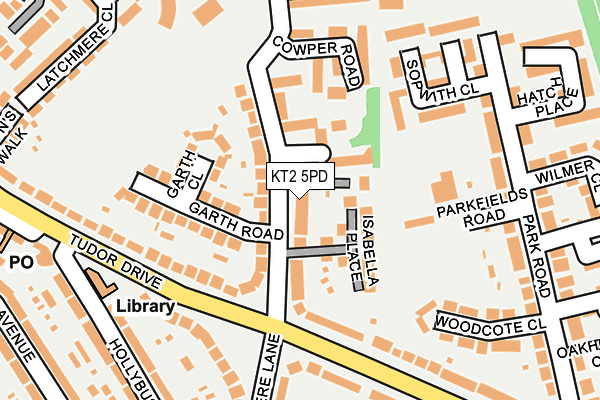 KT2 5PD map - OS OpenMap – Local (Ordnance Survey)