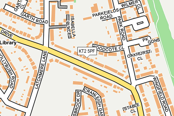 KT2 5PF map - OS OpenMap – Local (Ordnance Survey)