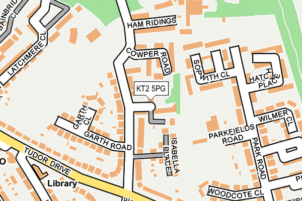 KT2 5PG map - OS OpenMap – Local (Ordnance Survey)