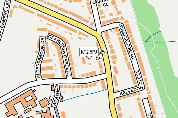 KT2 5PJ map - OS OpenMap – Local (Ordnance Survey)