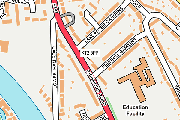 KT2 5PP map - OS OpenMap – Local (Ordnance Survey)