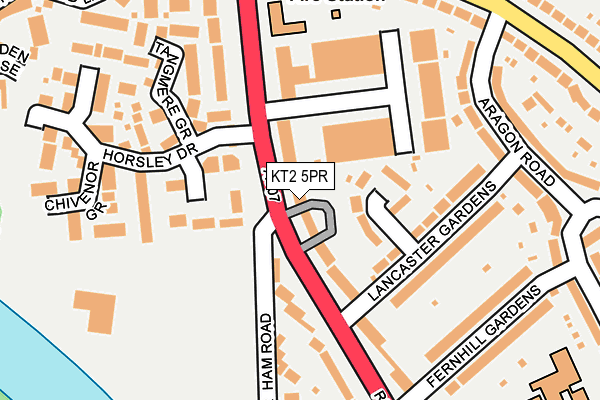 KT2 5PR map - OS OpenMap – Local (Ordnance Survey)