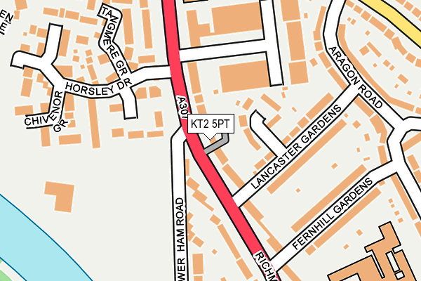 KT2 5PT map - OS OpenMap – Local (Ordnance Survey)