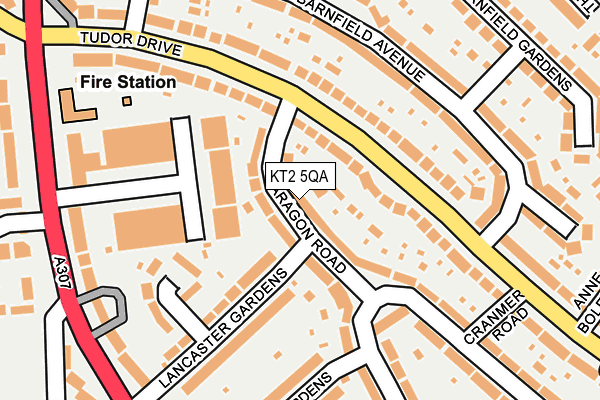 KT2 5QA map - OS OpenMap – Local (Ordnance Survey)