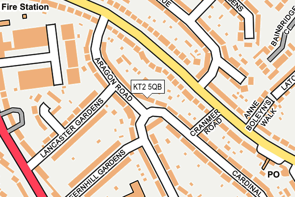 KT2 5QB map - OS OpenMap – Local (Ordnance Survey)