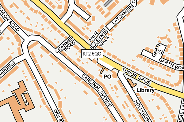 KT2 5QG map - OS OpenMap – Local (Ordnance Survey)