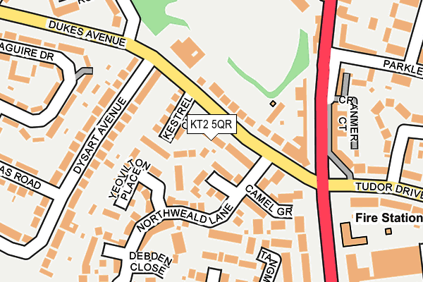 KT2 5QR map - OS OpenMap – Local (Ordnance Survey)