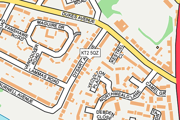 KT2 5QZ map - OS OpenMap – Local (Ordnance Survey)