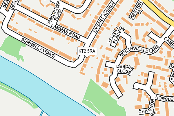 KT2 5RA map - OS OpenMap – Local (Ordnance Survey)