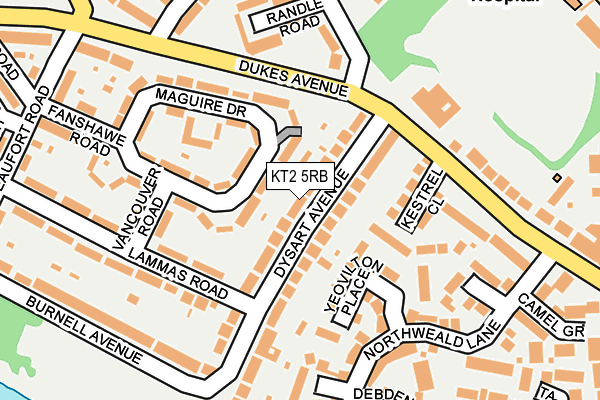 KT2 5RB map - OS OpenMap – Local (Ordnance Survey)