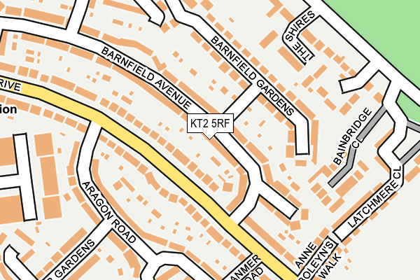 KT2 5RF map - OS OpenMap – Local (Ordnance Survey)