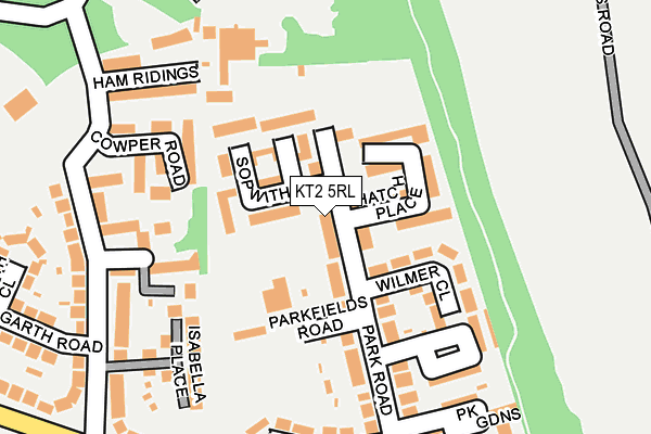KT2 5RL map - OS OpenMap – Local (Ordnance Survey)