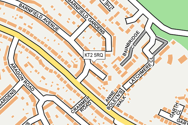 KT2 5RQ map - OS OpenMap – Local (Ordnance Survey)