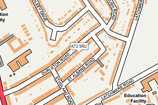 KT2 5RU map - OS OpenMap – Local (Ordnance Survey)