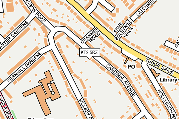 KT2 5RZ map - OS OpenMap – Local (Ordnance Survey)