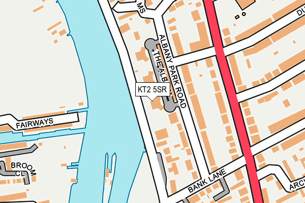 KT2 5SR map - OS OpenMap – Local (Ordnance Survey)