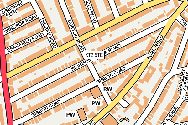 KT2 5TE map - OS OpenMap – Local (Ordnance Survey)
