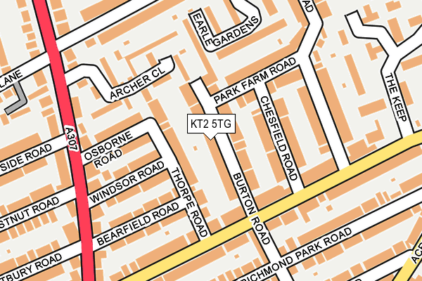 KT2 5TG map - OS OpenMap – Local (Ordnance Survey)