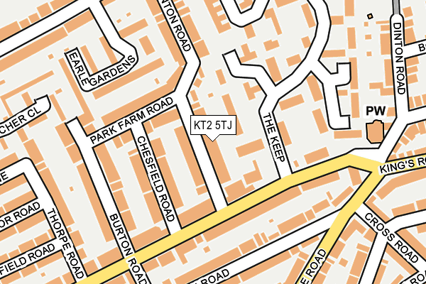 KT2 5TJ map - OS OpenMap – Local (Ordnance Survey)