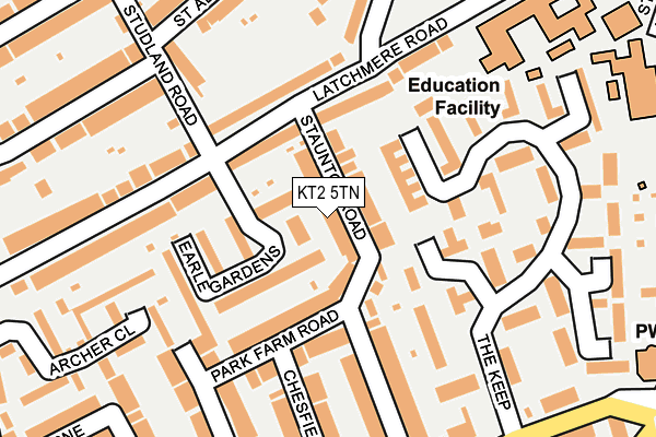 KT2 5TN map - OS OpenMap – Local (Ordnance Survey)