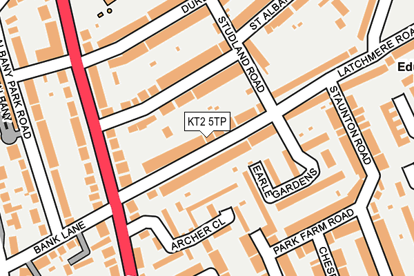 KT2 5TP map - OS OpenMap – Local (Ordnance Survey)