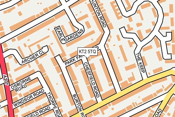 KT2 5TQ map - OS OpenMap – Local (Ordnance Survey)