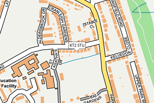 KT2 5TU map - OS OpenMap – Local (Ordnance Survey)