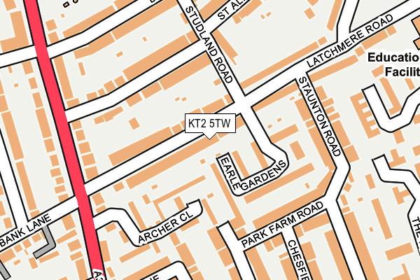 KT2 5TW map - OS OpenMap – Local (Ordnance Survey)