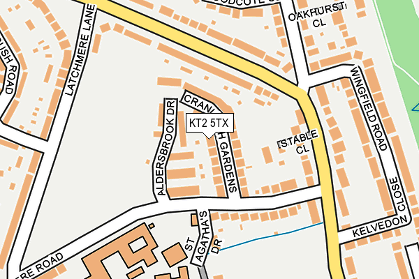 KT2 5TX map - OS OpenMap – Local (Ordnance Survey)