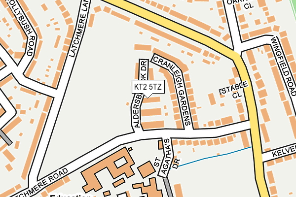 KT2 5TZ map - OS OpenMap – Local (Ordnance Survey)