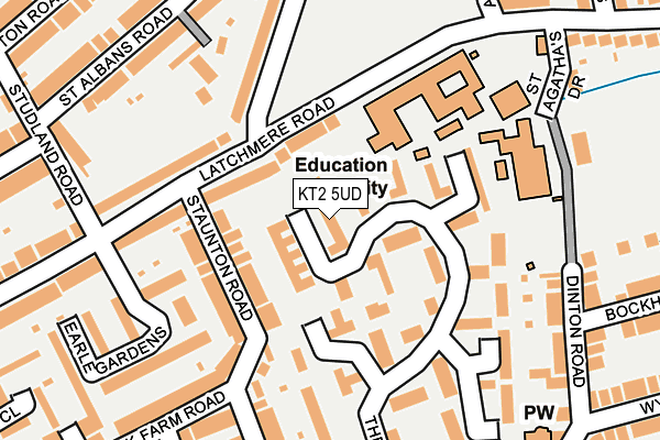 KT2 5UD map - OS OpenMap – Local (Ordnance Survey)