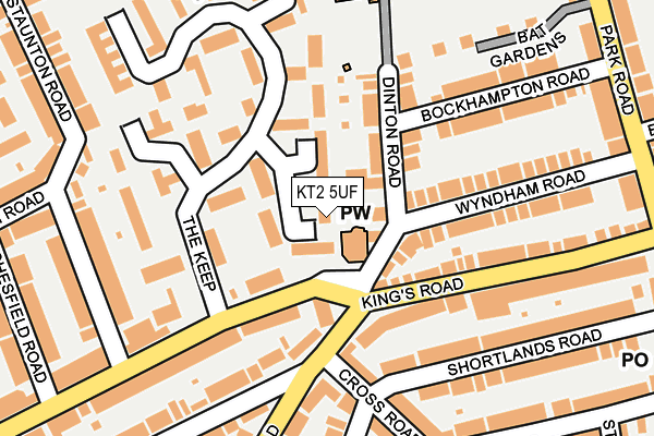 KT2 5UF map - OS OpenMap – Local (Ordnance Survey)