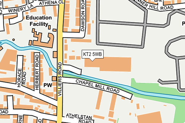 KT2 5WB map - OS OpenMap – Local (Ordnance Survey)