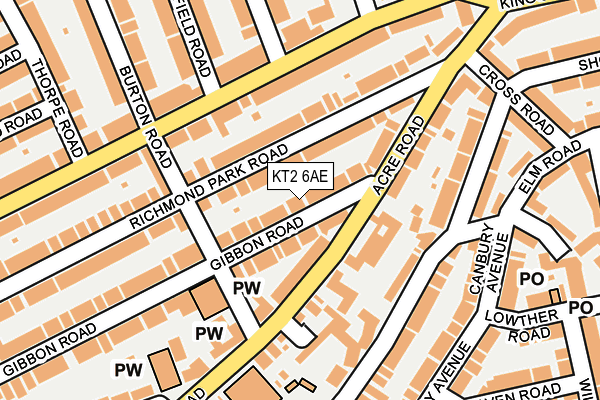 KT2 6AE map - OS OpenMap – Local (Ordnance Survey)
