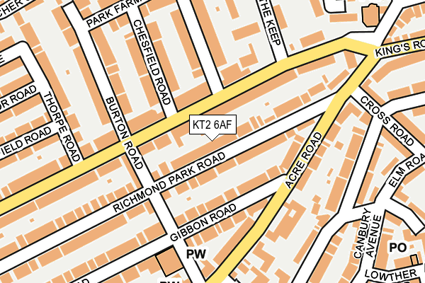 KT2 6AF map - OS OpenMap – Local (Ordnance Survey)