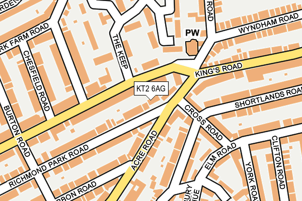 KT2 6AG map - OS OpenMap – Local (Ordnance Survey)