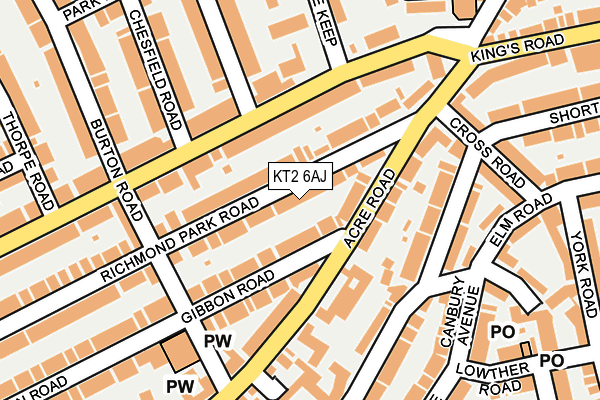 KT2 6AJ map - OS OpenMap – Local (Ordnance Survey)