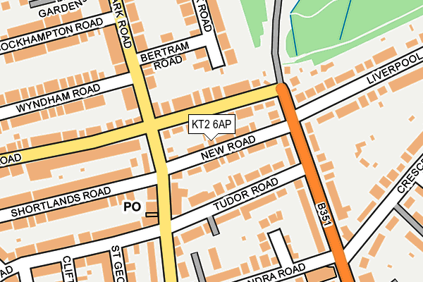 KT2 6AP map - OS OpenMap – Local (Ordnance Survey)