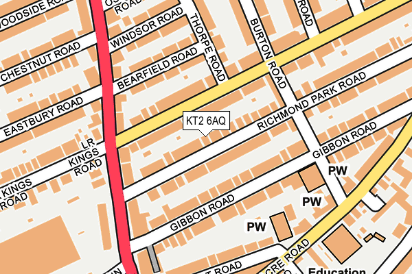 KT2 6AQ map - OS OpenMap – Local (Ordnance Survey)