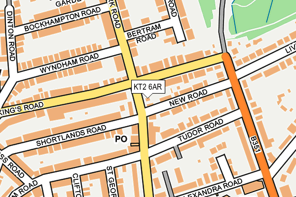 KT2 6AR map - OS OpenMap – Local (Ordnance Survey)